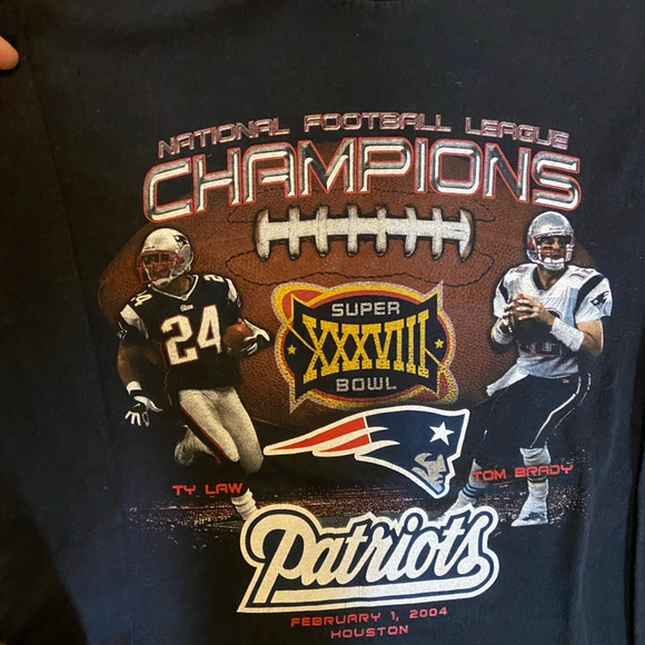 VINTAGE PATRIOTS TOM BRADY SUPER BOWL LONGSLEEVE SHIRT GREAT CONDITION BLACK - Picture 3 of 6
